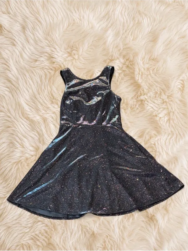 Speechless Metallic Glitter Open Back Skater Mini Dress Size S - Image 6