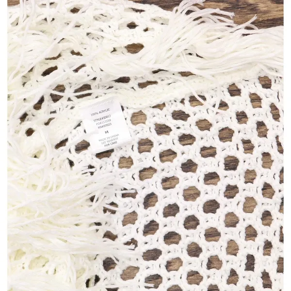 Miken Juniors Mesh Fringe-Hem Tank Cover Up ID012 Ivory Off White M - Image 5