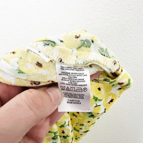 [LOFT] Yellow Floral Print Linen Blend High Waist Side Slit Midi Skirt Size 14 - Image 11