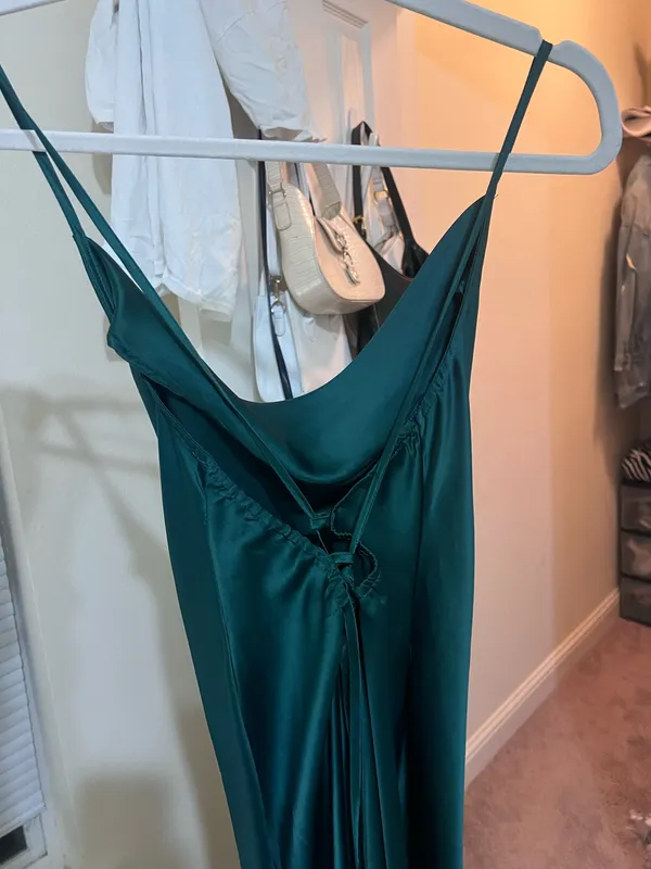 Dark green satin dress - Image 2