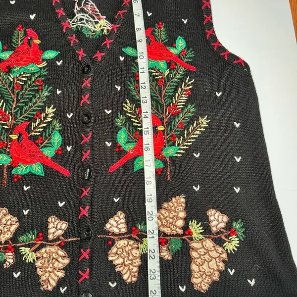 Vintage 90s Christmas Cardinal Sweater‎ Vest Wonen Sz XLarge - Image 9