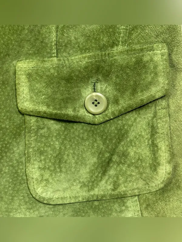 Style & Co. genuine leather blazer/jacket in a light olive green color - Image 5