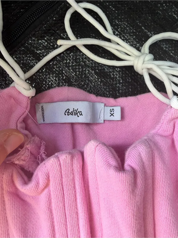 Adika Pink Corset Crop Top with Tie Straps - Image 3