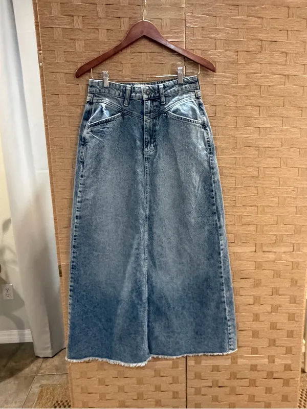 We The Free Free People Come As You Are Denim Maxi Skirt 27” Waist - Image 4