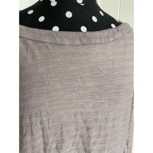 Anthropologie Womens Top Sz M Gray‎ Striped Long Sleeve Buttons Boat Neckline - Image 8