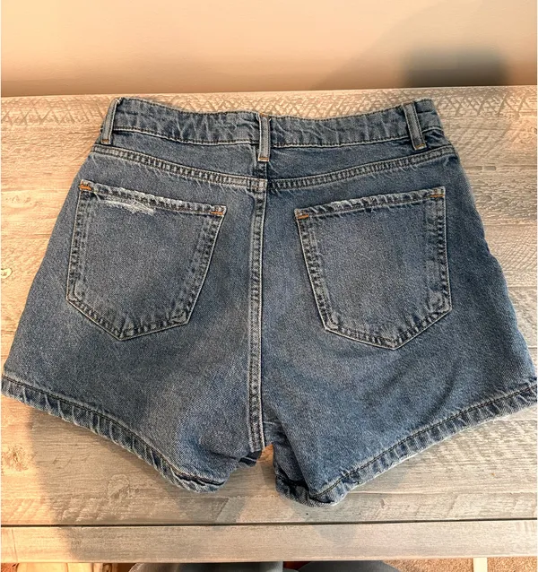 ZARA Light Blue Distressed Denim Skort - Image 3
