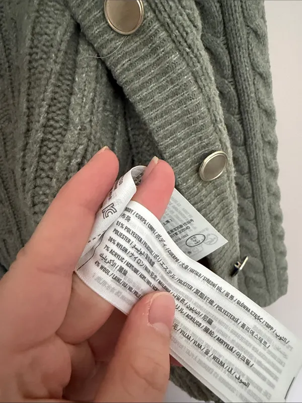 Abercrombie & Fitch Button Up Cable Knit Cardigan Dark Sage Small - Image 5