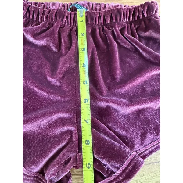 Brandy Melville Lisette Burgundy Velvet Dolphin Shorts OS XS S - Image 5