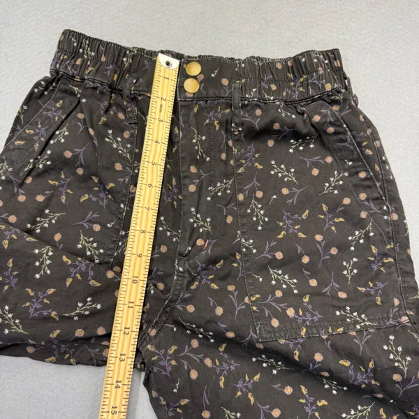 Anthropologie Small Black Floral High Rise Tapered‎ Cargo Pants Elastic Back - Image 6