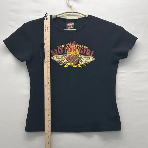 Harley‎ Davidson Y2k Motor Girl Baby Tee Black Large - Image 10