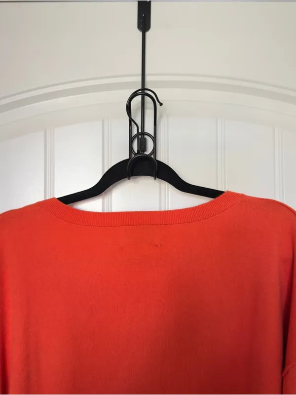 Old Navy Women Large Orange So Soft Loose V Neck‎ Sweater Normcore Minimalist - Image 5