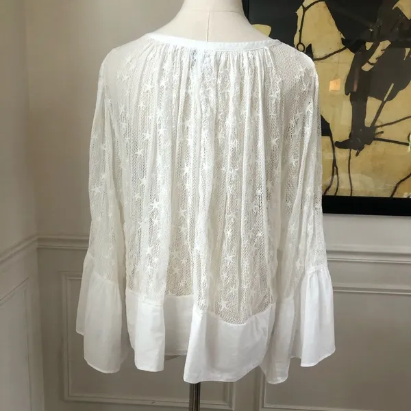 Anthropologie Akemi + Kin White Star Bell Sleeve Top S - Image 8