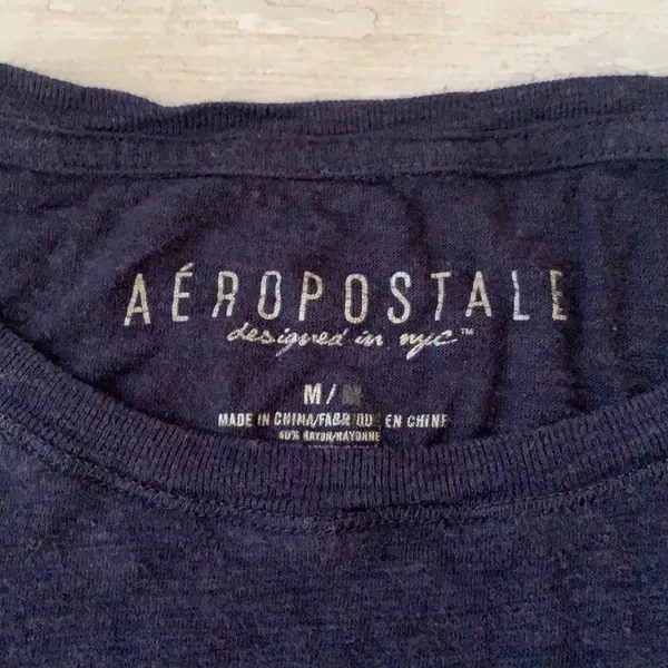 Aeropostale Women’s Medium M Navy Blue Short Sleeve Basics Shirt Short Sleeves - Image 3