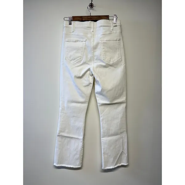 MOTHER The Hustler Ankle Fray Jeans High Rise Flare White Size 29 - Image 4