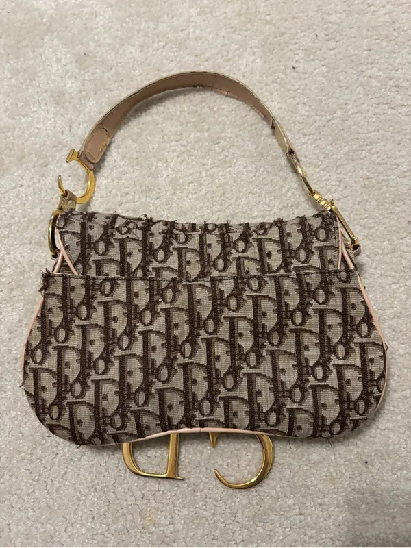 Christian Dior Vintage Pink and Brown Saddle Bag RARE - Image 11