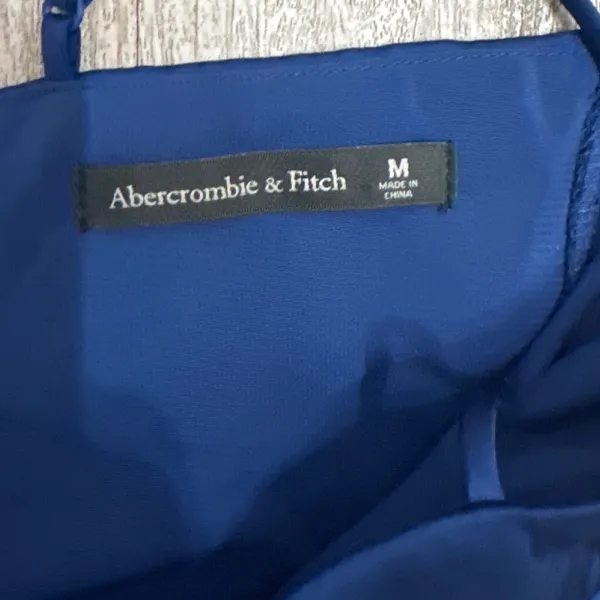 Abercrombie & Fitch Camille Satin Midi Dress Navy Blue High Slit Size Medium - Image 3