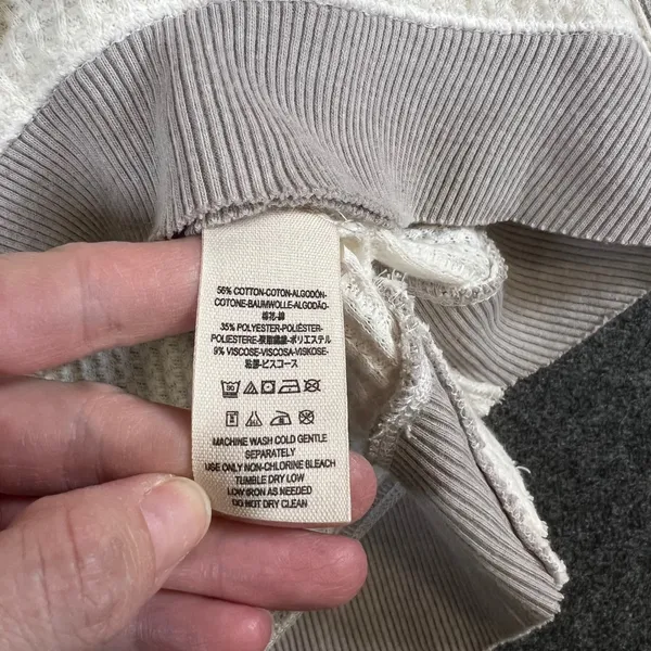 Free People Womens Waffle Knit Thermal Scoop Neck Top‎ Cream Taupe Medium - Image 5