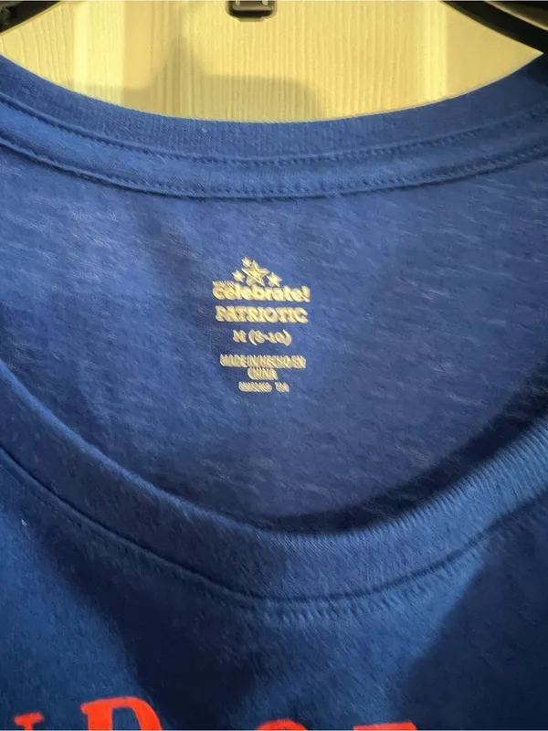 Women’s Patriotic Graphic Tee in Blue - Land of the Free - Image 3