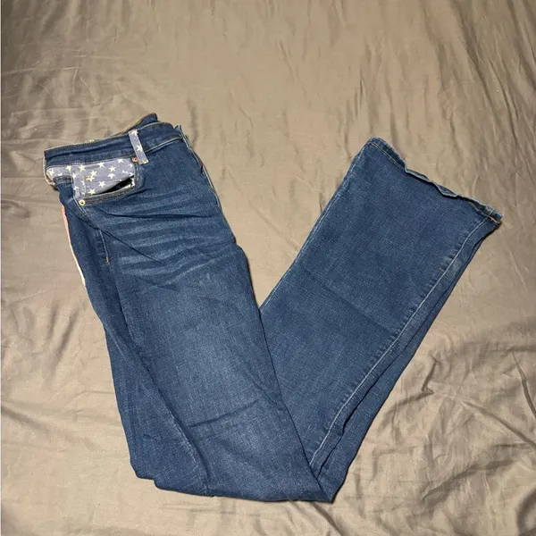 Ranch Dress’n Blue Boot Cut Jeans with American Flag Detail - Image 2