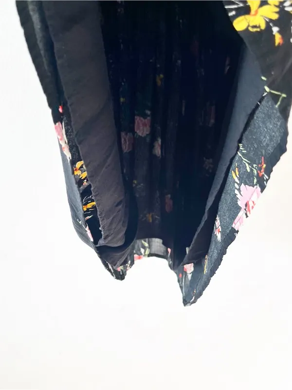 Free People Greatest Day Black Floral Smocked Boho Button Front Mini Dress - Image 7