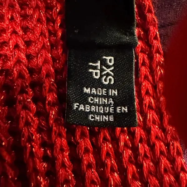 1960 | Lauren Ralph Lauren Metallic‎ Ribbed Knit Boat Neck Sweater Red Petite XS - Image 6