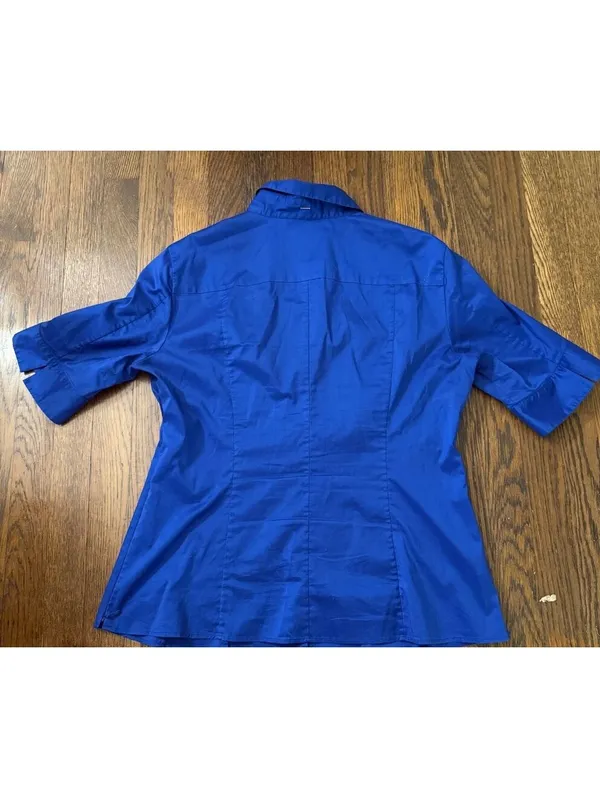 BOSS Blue Short Sleeve Collared Blouse Size 14 - Image 7