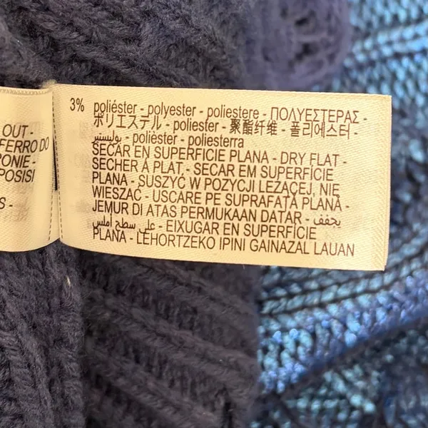 ZARA Metallic Blue Cropped‎ Sweater Cableknit Distressed Cable Knit Crop Small - Image 13