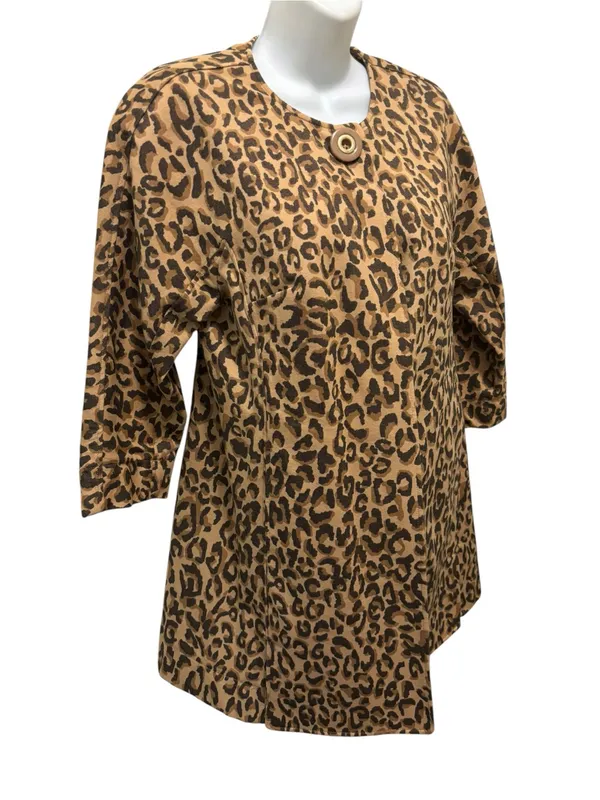 Carol Anderson Invitation Estate Cheetah Jacket Coat XS Mid Length One Button - Image 3