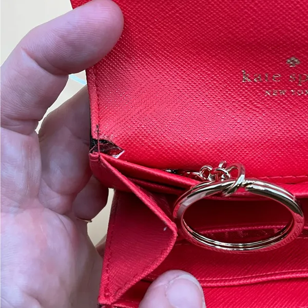 A Very Sweet Kate Spade Leather Bright Red Small ID wallet - Image 5