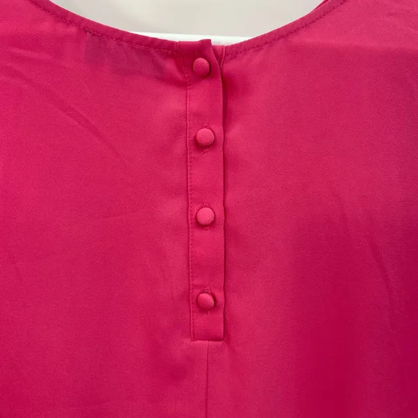 The Limited‎ women's hot pink sleeveless basic ruffle button neck blouse casual - Image 4
