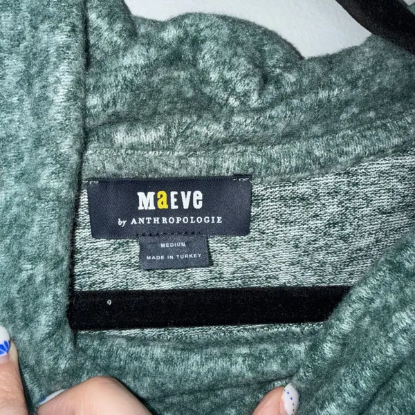 Maeve Cowl Neck Sweater‎ Womens Medium Green Excellent Marled Balloon Sleeve - Image 3