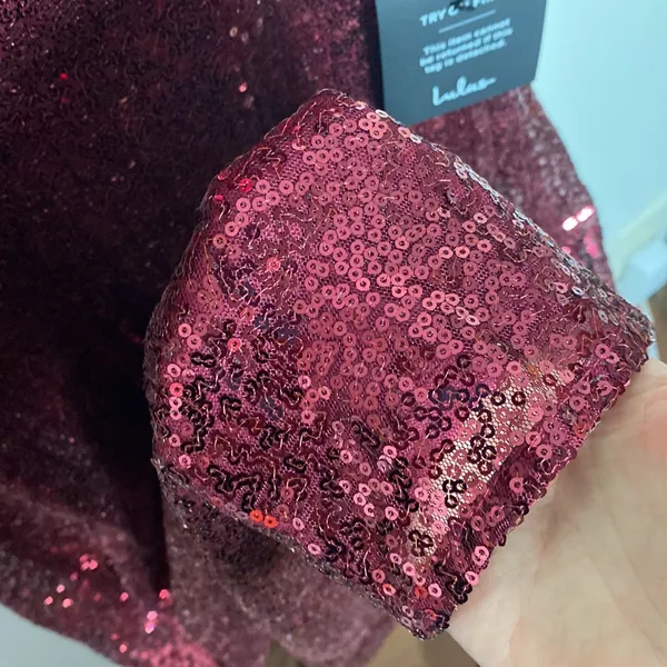 Lulus Boost Your Beauty Wine Red Sequin Strapless Bustier Midi Dress size XS - Image 11