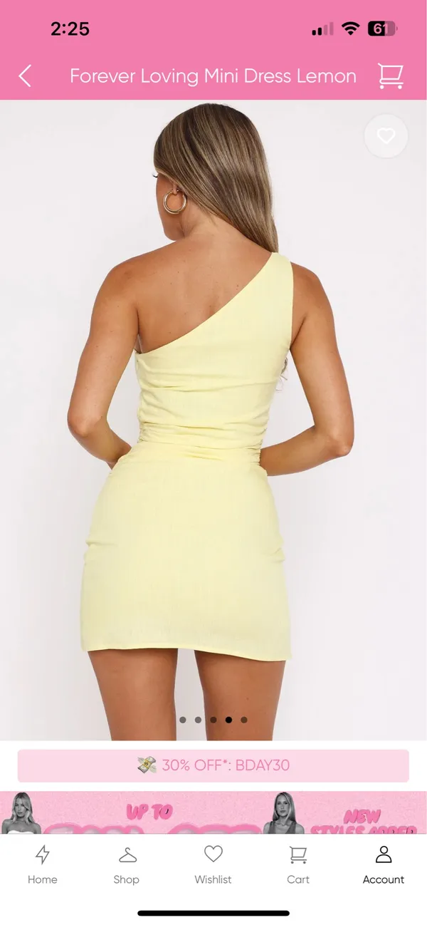 White Fox Boutique lemon yellow one shoulder dress - Image 4