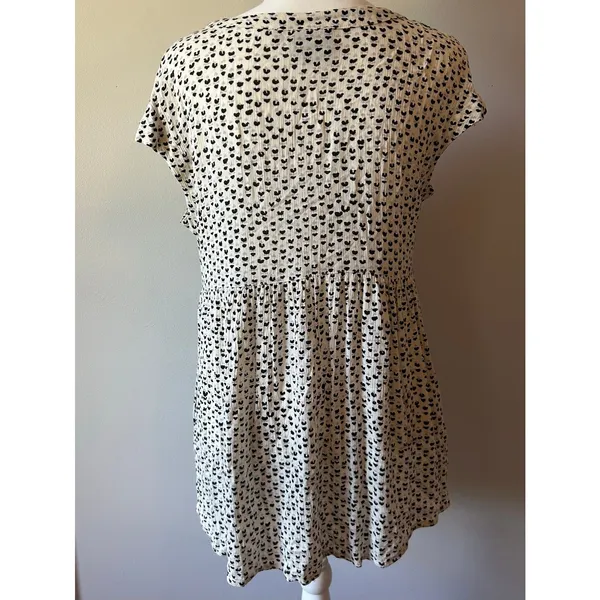Vanessa Virginia by Anthropologie Spotted Black and White Blouse M - Image 4