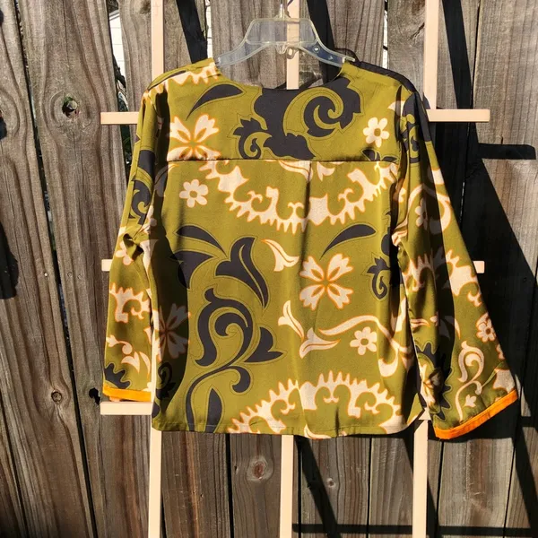 Rachel Zoe Blouse Satin Floral Long Sleeve L - Image 6