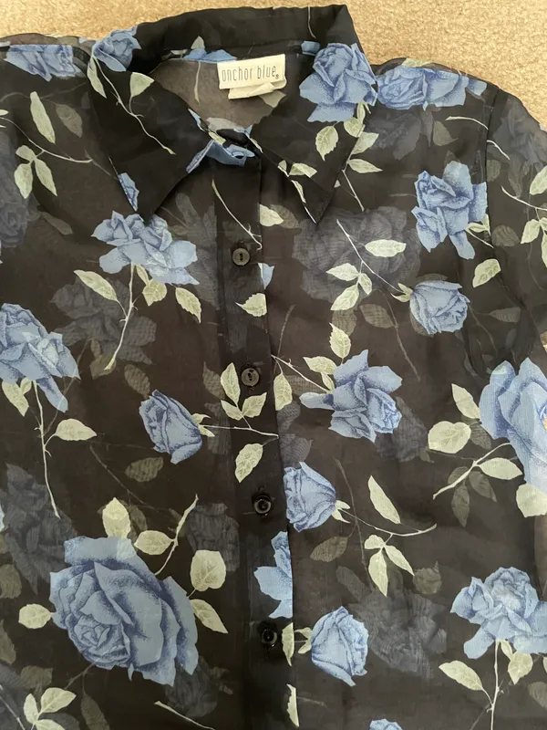 Anchor Blue Vintage sheer floral blouse - Image 3
