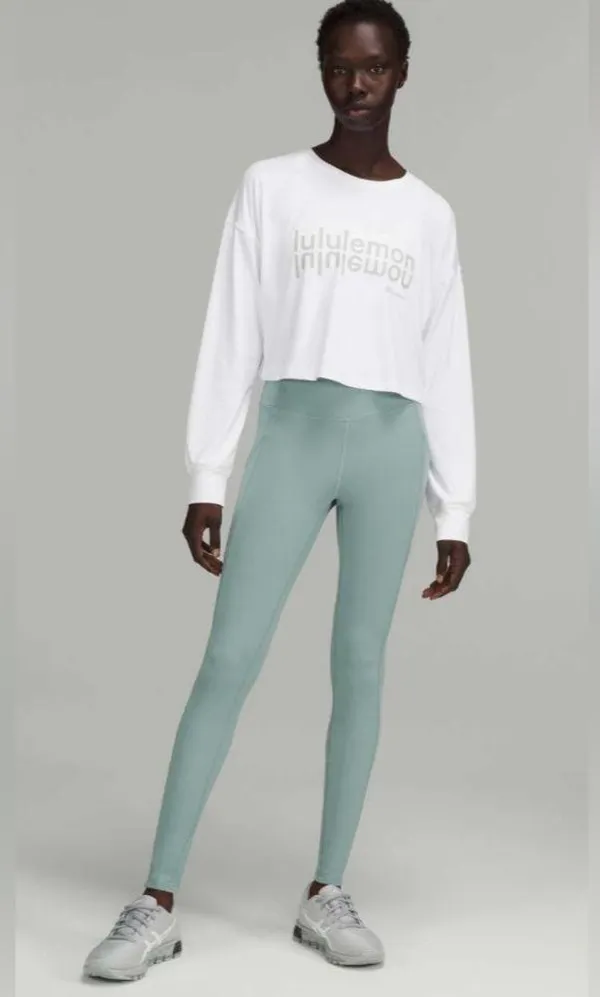 Lululemon Muscle Love Long Sleeve Shirt Top Motif White Graphic Wordmark Size 6 - Image 2