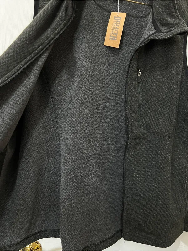 Duluth Trading Co Sweater Vest Fleece‎ Heathered Black Relaxed Fit Size XL - Image 4