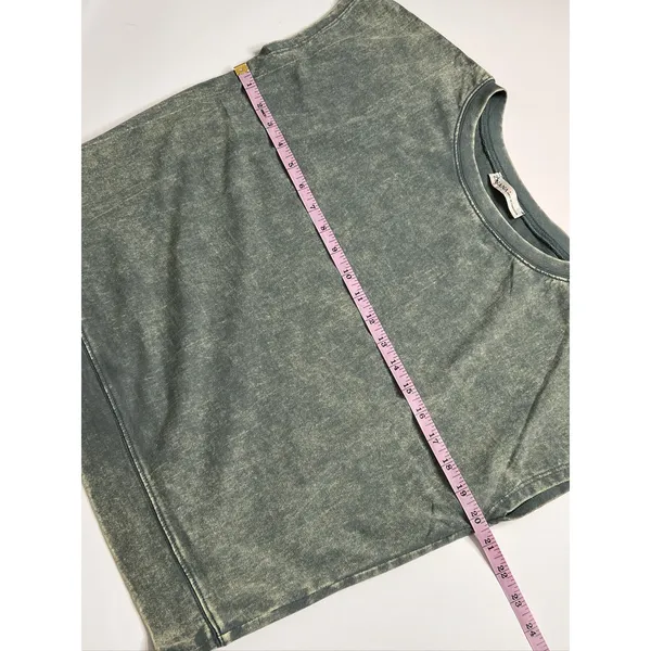 Zenana Acid Wash T-Shirt & Shorts Matching Set Small Dark Green Cotton Lounge - Image 10