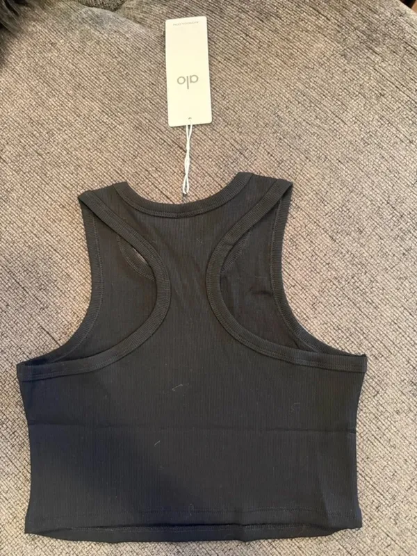 ALO Yoga Black Crop Tank Top - Image 2