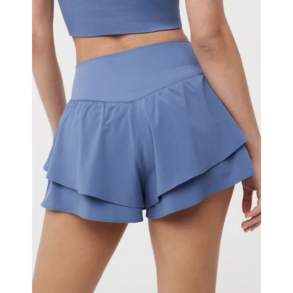 OFFLINE by Aerie Real Me Ruffle Flirty Short Blue Tiered Athletic XS Pickleball - Image 2