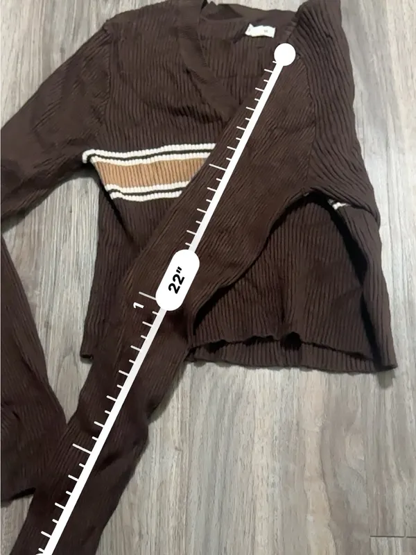Garage Brown V-Neck Stripe Sweater - Image 12