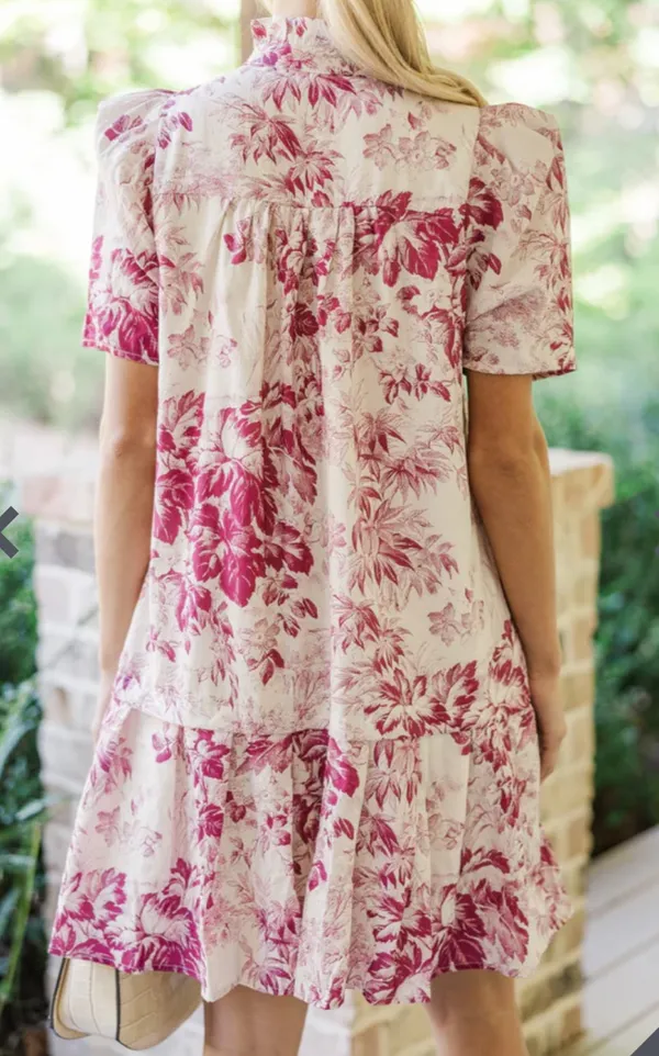 fab'rik Toile Pink Floral Mini Dress Small - Image 6
