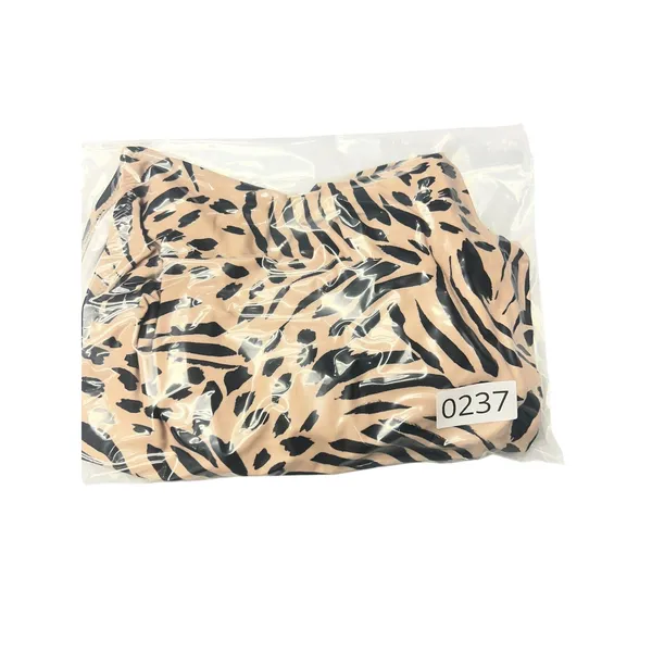 Shade & Shore Women Tan Black Animal Print One Piece Swimsuit Size M Open Back - Image 4