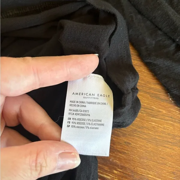 American Eagle Soft & Sexy Slub Button Front Top Small Black - Image 3