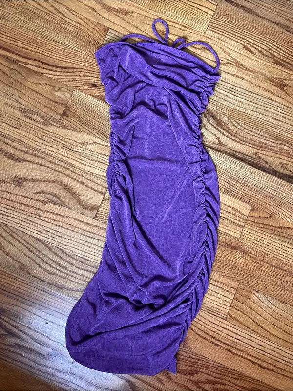 Princess Polly Purple Ruched Halter Dress - Image 5