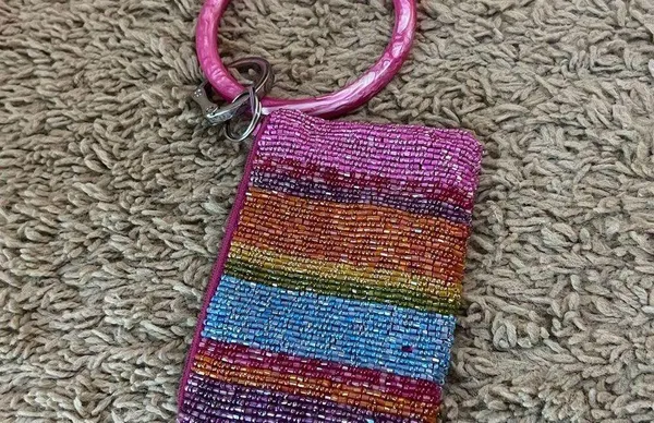 Colorful Lightening Bolt Wallet and Pink Key Ring - Image 3
