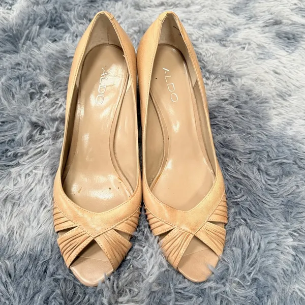 Aldo Peep Toe Wedge shoes sandals size 8 business business refined polished tan - Image 2