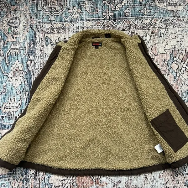 Wolverine Espresso Belmont Quilted Canvas Sherpa Lined Vest Women Size Large - Image 9