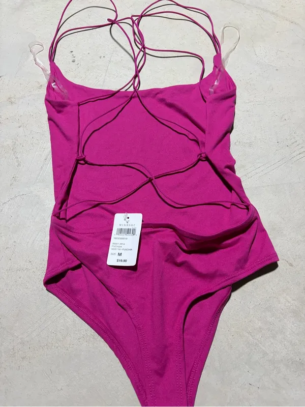 Windsor NWT Hot Pink tank top bodysuit with Strappy Back medium - Image 7
